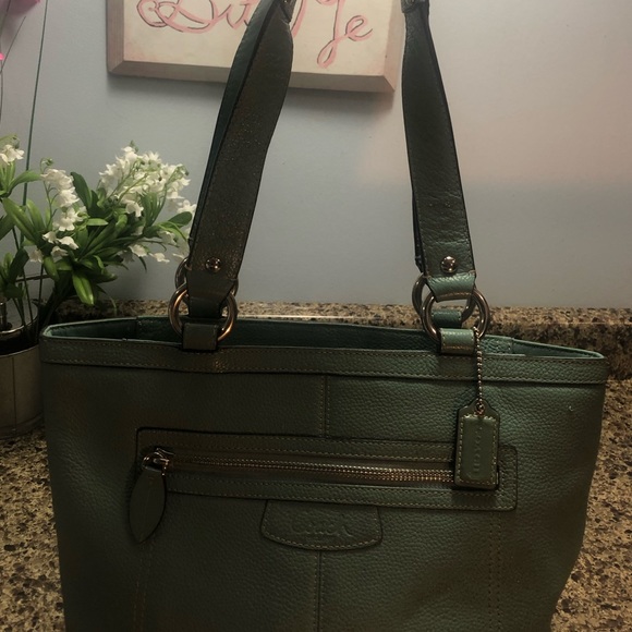 Coach Teal Purse Shoulderbag - Picture 7 of 8